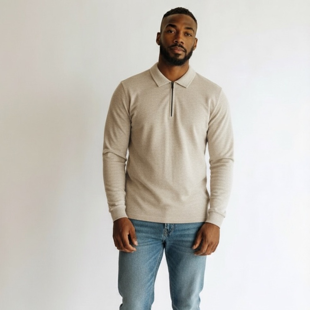 Ted Baker Beige Long Sleeve Polo Shirt size XL- NWT